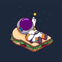 The astronaut is sleeping on a sandwich and looking up the stars on the galaxy vector