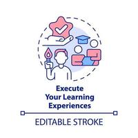 Execute learning experiences concept icon. Training successful leader abstract idea thin line illustration. Support. Isolated outline drawing. Editable stroke. vector