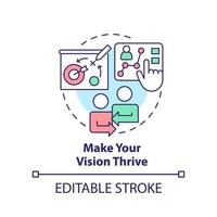 Make vision thrive concept icon. Corporate training service abstract idea thin line illustration. Effective collaboration. Isolated outline drawing. Editable stroke. vector