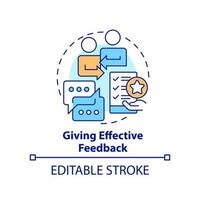 Giving effective feedback concept icon. Coaching employees step abstract idea thin line illustration. Constructive review. Isolated outline drawing. Editable stroke.