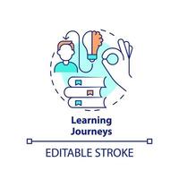 Learning journeys concept icon. Method for learning experience abstract idea thin line illustration. Acquiring knowledge. Isolated outline drawing. Editable stroke. vector