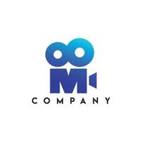 M Letter Movie Camera Logo vector