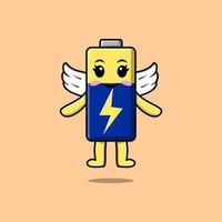 Cute cartoon Battery character wearing wings vector