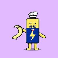 Cute cartoon Battery chef character with menu vector