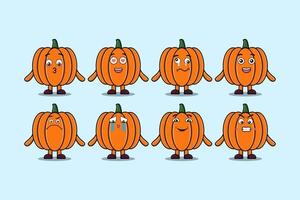 Set kawaii Pumpkin cartoon different expressions vector