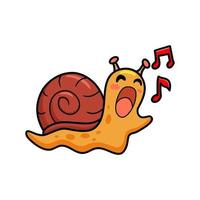 Cute little snail cartoon singing vector
