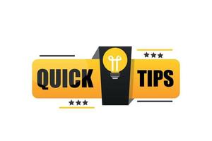 Glossy quick tips with lightbulb vector