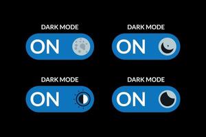 Dark Mode on switch buttons icon on blue background. vector