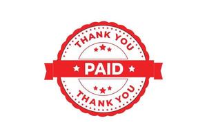 Round Thank you and paid stamp  label design. vector