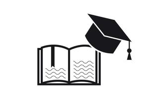 Graduation cap with book vector element