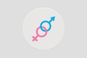 Male female symbol in neumorphism style on gray background vector
