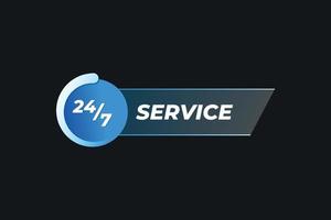 Glossy 24 hour and 7 days service with clock vector