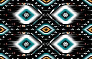 Colorful ikat pattern, ethnic oriental ikat seamless art style. Design for background, carpet, wallpaper, clothing, wrapping, Batik, fabric, backdrop, sarong, and Vector illustration. embroidery style