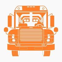 Editable Isolated Flat Monochrome Front View School Bus Vector Illustration With Orange Color for School and Education or Transportation Design