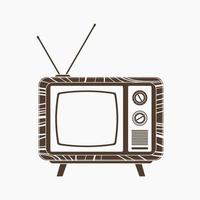 Editable Isolated Flat Monochrome Style Front View Old Classic Vintage Television Vector Iconic Illustration for Information Technology or Electrical Related Design