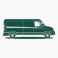 Editable Isolated Side View of Cargo Delivery Van Vector Illustration With Flat Monochrome Style for Artwork Element of Transportation Vehicle or Shipping Business Related Design
