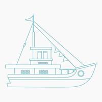 Editable Outline Style Side View Ship Vector Illustration for Transportation Vehicle and Historical Education Related Design