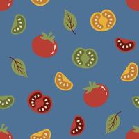 Tomato and basil illustration seamless pattern vector