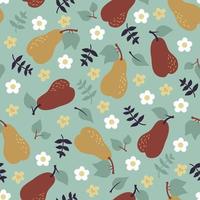 Daisies and pears seamless pattern background