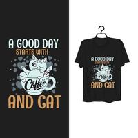 Typography cat t shirt design. vector