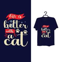 Typography cat t shirt design. vector