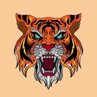 cabeza de bestia tigre con colección de objetos salvajes con leopardo, tigre. ilustración para icono, logotipo, pegatina, imprimible vector