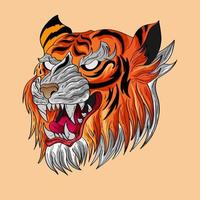 cabeza de bestia tigre con colección de objetos salvajes con leopardo, tigre. ilustración para icono, logotipo, pegatina, imprimible vector