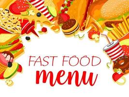 Fast food restaurant menu with burger and drink vector