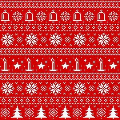 Christmas sweater seamless pattern, Xmas ornaments