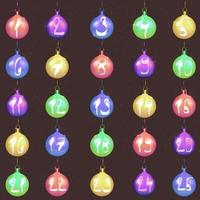 Advent calendar with christmas balls vector