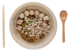Bowl of noodles with vegetables isolated png
