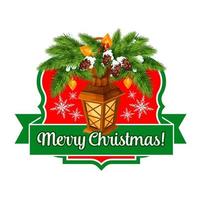 Merry Christmas lights ribbon vector greeting icon