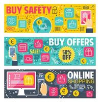 Safety buy vector banners for online shopping