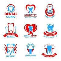 conjunto de vectores de iconos de clínica dental
