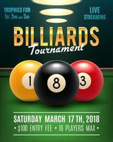 Pool billiards vector tournament poster