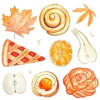 Autumn food clipart. Watercolor vector