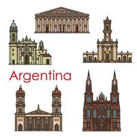 Argentina landmarks vector architecture line icons