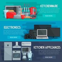 Home appliance banner of kitchenware, electronics vector