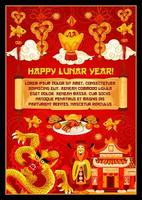 Chinese New Year banner with god of prosperity vector
