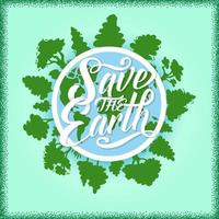 Save the Earth poster with planet and green trees vector