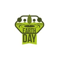 Earth Day green planet vector tree nature icon