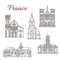 francia viajes hitos vector edificios iconos