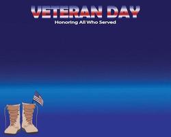 veteran day background with army's shoes and american flag vector