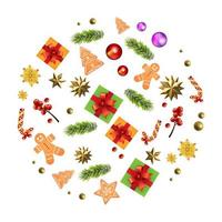 Christmas background with composition and decoration elements. vector