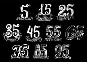 Vector set with anniversary numbers