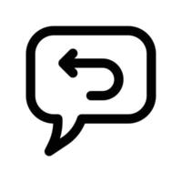 Autoresponder or feedback message with speech bubble and turn back arrow in black outline style vector