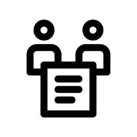 Engagement or contract icon between peoples with text paper in black outline style vector