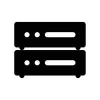 Hosting icon with server storage in black outline style vector