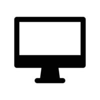 Desktop icon with computer monitor in black outline style vector