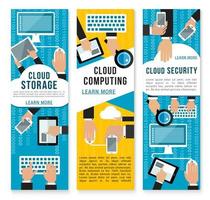 Vector cloud internet technology banners